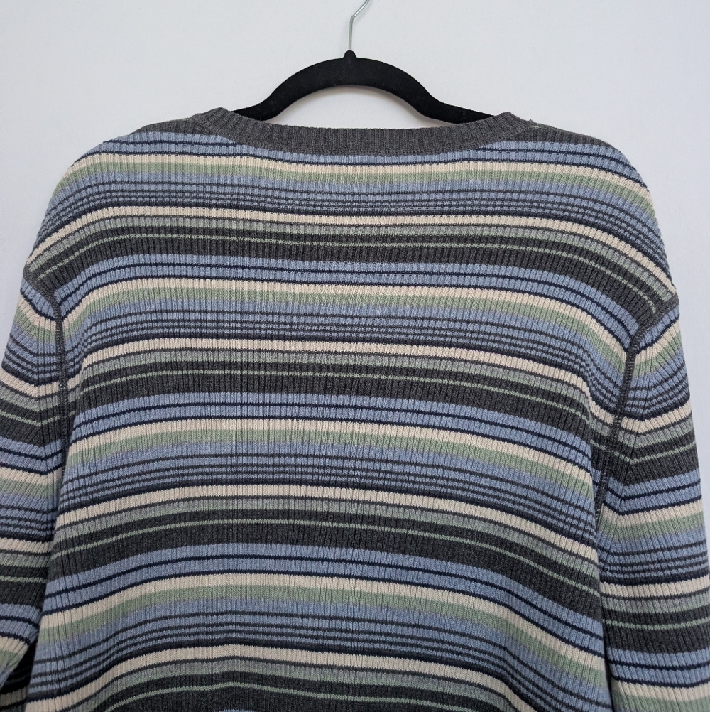 Authentic Y2K Vintage GAP Multicolor Striped Crewneck Sweater Sz L FA01 - Picture 13 of 16